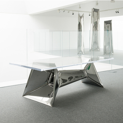 波兰进口玻璃桌面不锈钢餐桌