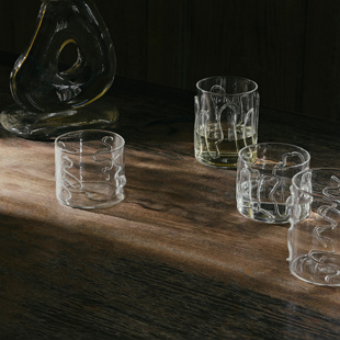 Ferm Living DOODLE GLASSES丹麦涂鸦水杯果汁杯子酒杯礼盒装