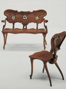 b.d Barcelona 安东尼·高迪设计Calvet独家授权实木雕花长凳长椅