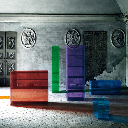 彩色玻璃柜展示陈列书架边柜