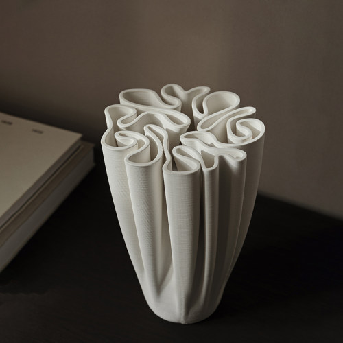 Ferm Living Dedali Vase陶瓷褶皱花瓶迷宫摆件