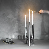 zieta Triglav Candelabrum系列抛光不锈钢异型三头烛台