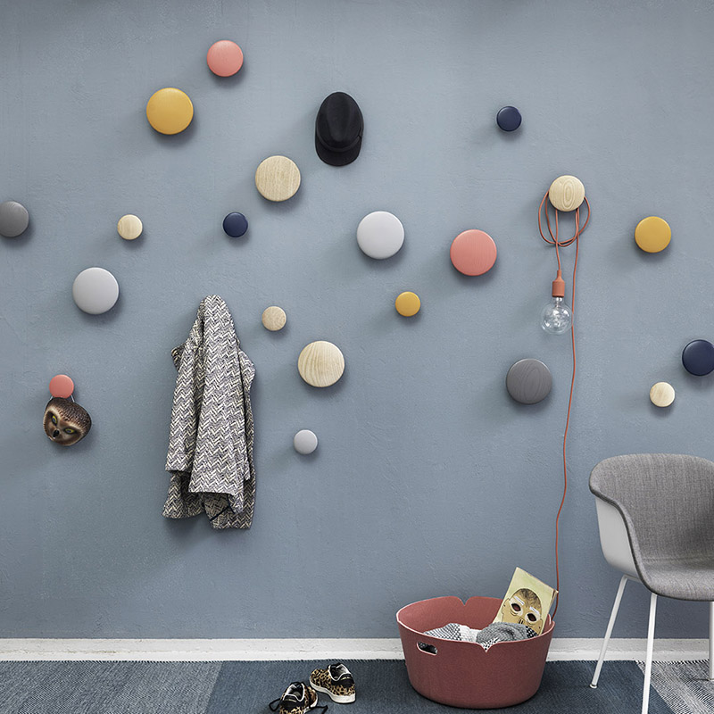 彩色波点木质衣帽装饰挂钩