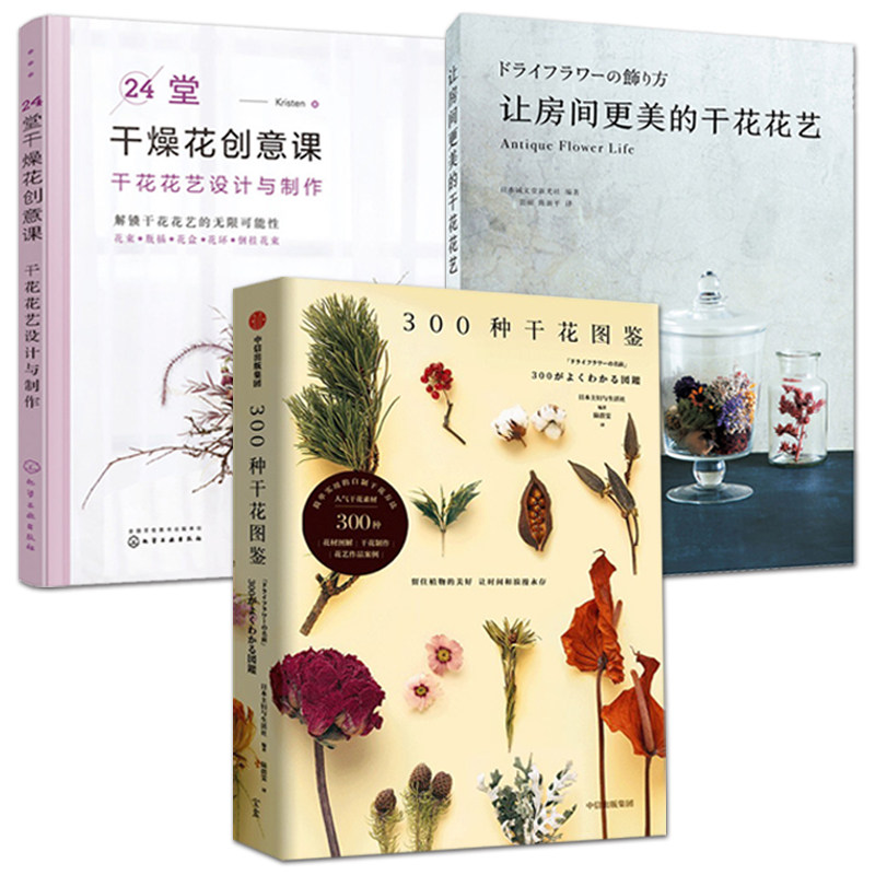 干花花艺设计与制作+现代干花风格整理+干花图鉴 24堂干燥花创意课 鲜花卉花植的永生花制法 花艺应用 作品装饰 保存护理方法案例