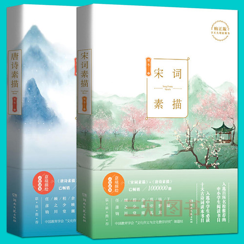 现货 唐诗素描+宋词素描 曾冬 附音频 全套 典藏版 中国古诗词鉴赏辞典古代诗词文学中学生小学生初中生课外读物读本畅销正版书籍