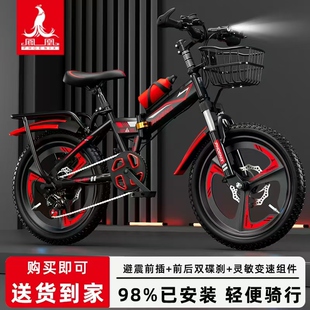 凤凰儿童自行车6 14岁女孩中大女童碟刹变速男孩小学生折叠山地车