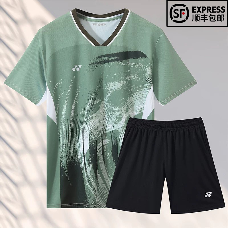 YONEX/尤尼克斯羽毛球服透气男女套装yy速干短袖网球衣训练比赛服