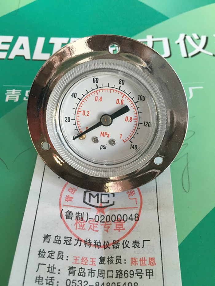 Y40ZT轴向压力表0.6,1,1.6,2.5等MPA青岛冠力特种仪器仪表厂