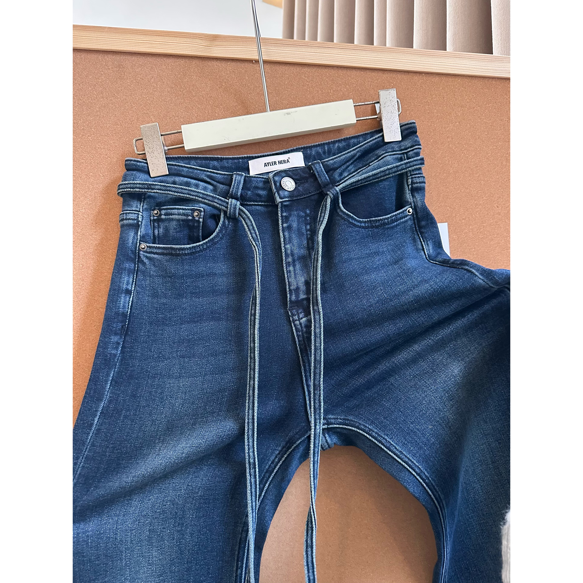 【原单】Q36微喇牛仔裤女高弹力秋冬高腰宽松不贴腿喇叭裤拖地裤