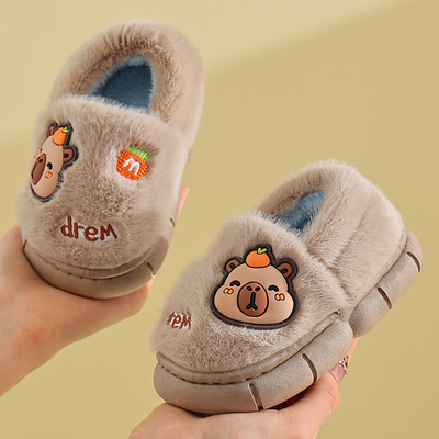 卡皮巴拉儿童包跟棉鞋男童女童冬