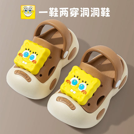 海绵宝宝儿童拖鞋夏童可爱软底防滑小孩凉拖小童婴幼儿宝宝洞洞鞋