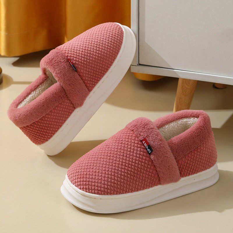 棉拖鞋包跟冬季保暖厚底室内外情侣男女舒适加绒带后跟百搭棉鞋女
