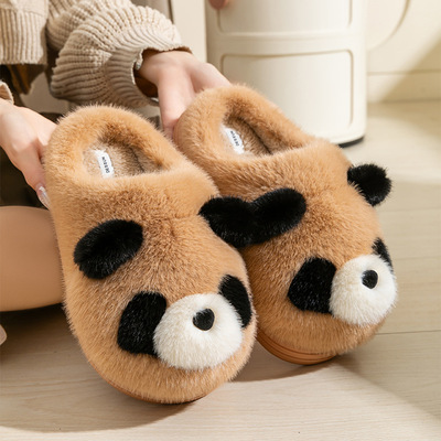 可爱熊猫棉拖鞋情侣冬季室内居家