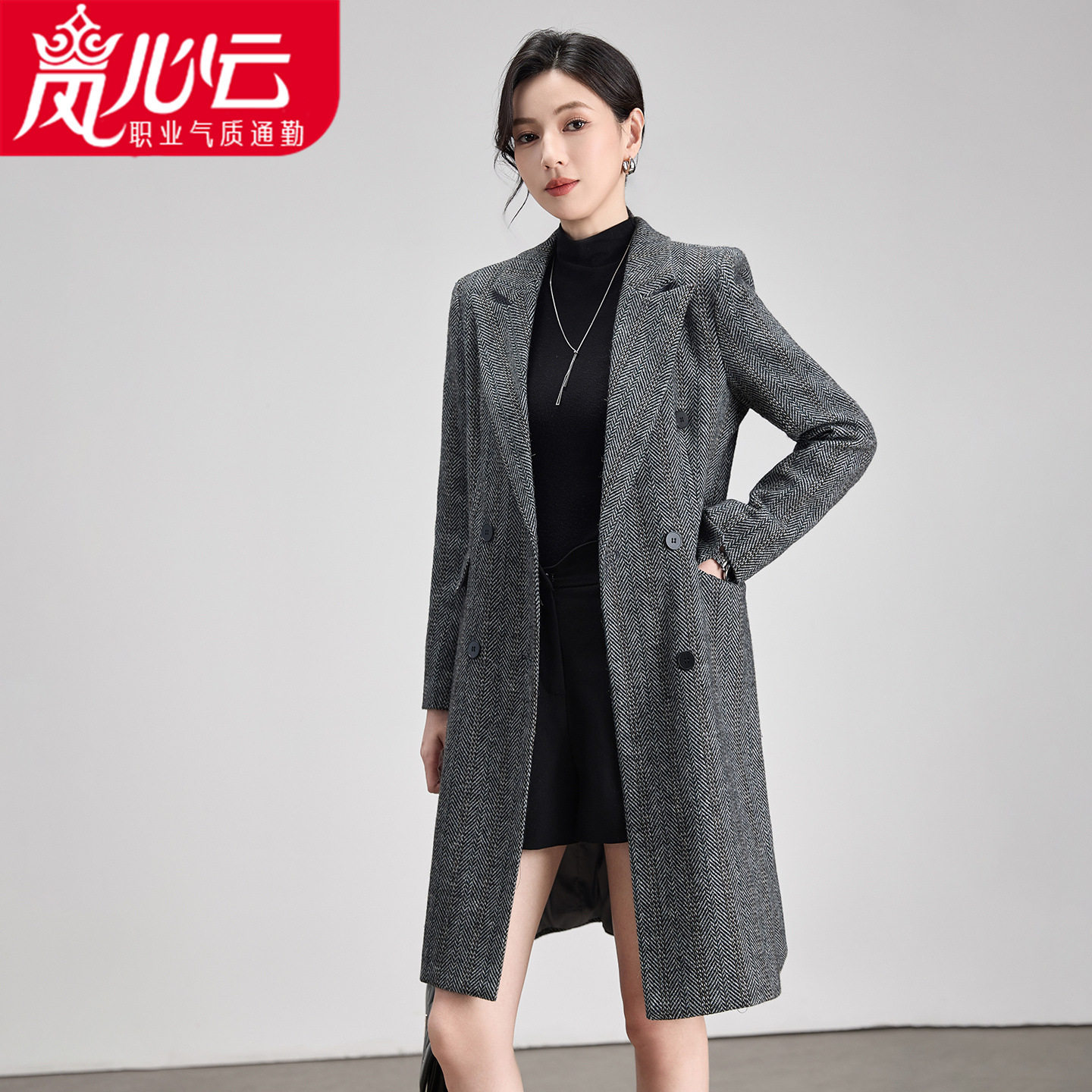 法式中长款西装毛呢外套女2026年冬装新款复古保暖气质小众大衣潮