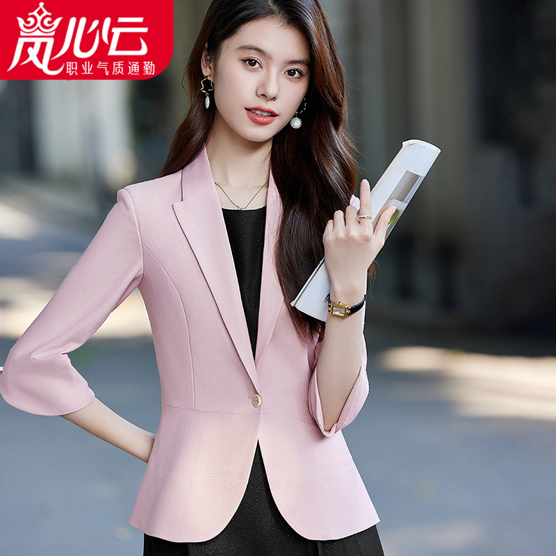 西装套装女2025夏新款薄款七分袖高级感气质小个子西服上衣25933