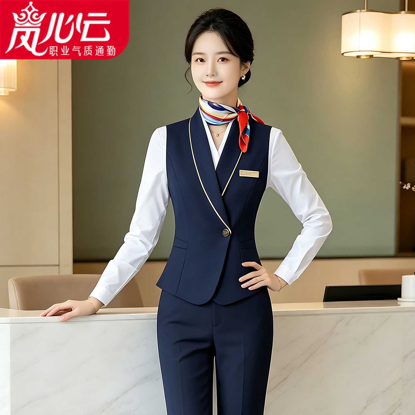 空姐职业套装女工装西装酒店前台接待工作装女空乘面试工作服制服