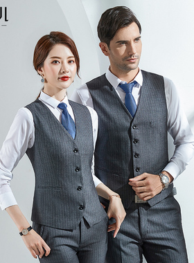 灰色条纹西装马甲男士2022新款宽松休闲韩版正装商务女士秋季OL