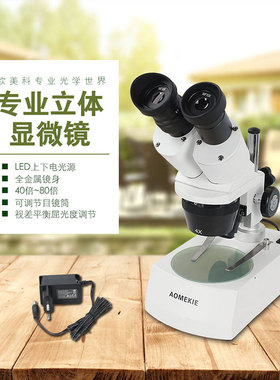 双目体视显微镜40 80倍LED光源亮度可调珠宝鉴定手机维修焊接