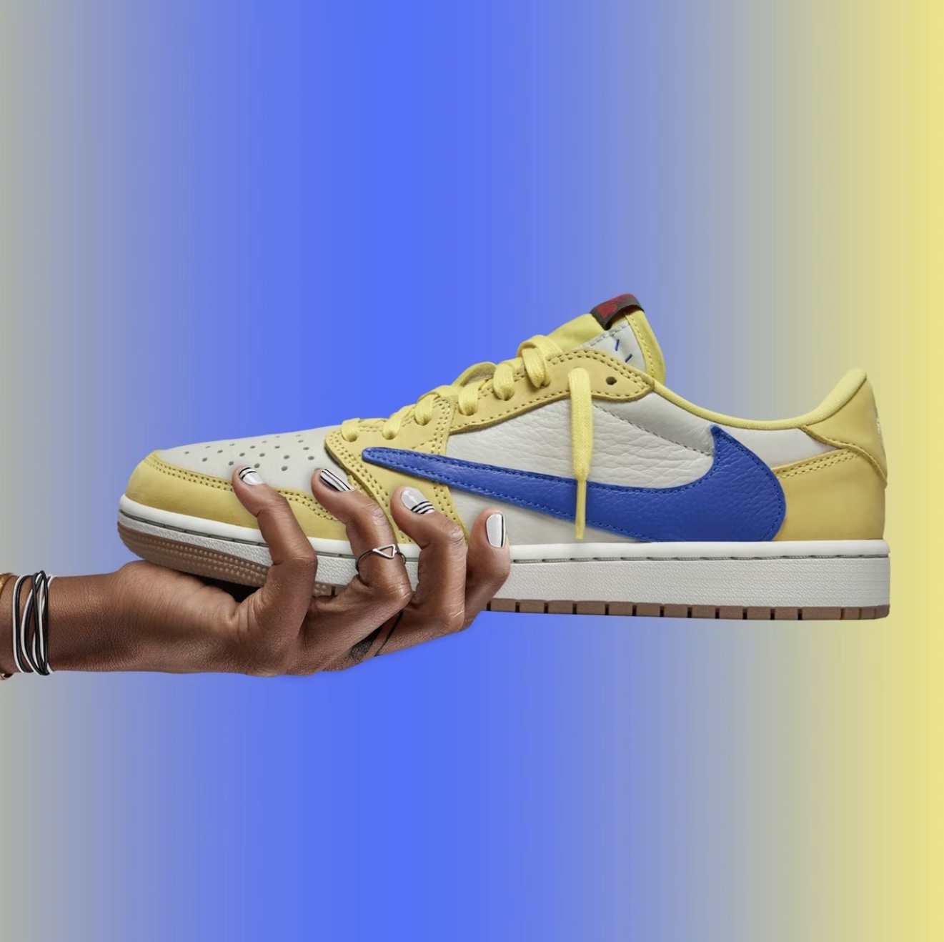 Air Jordan 1 AJ1 Travis Scott TS灰蓝黄倒钩低帮男子DZ4137-700