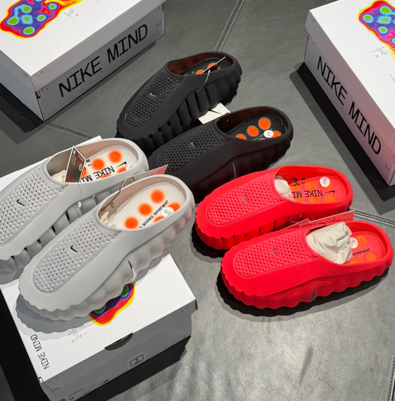 Nike Mind 001 Recovery Slide 红黑银色 男子包头拖鞋HQ4307-600