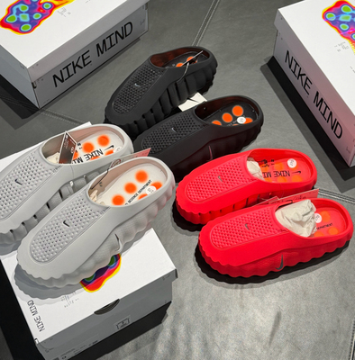 Nike Mind 001 Recovery Slide 红黑银色 男子包头拖鞋HQ4307-600