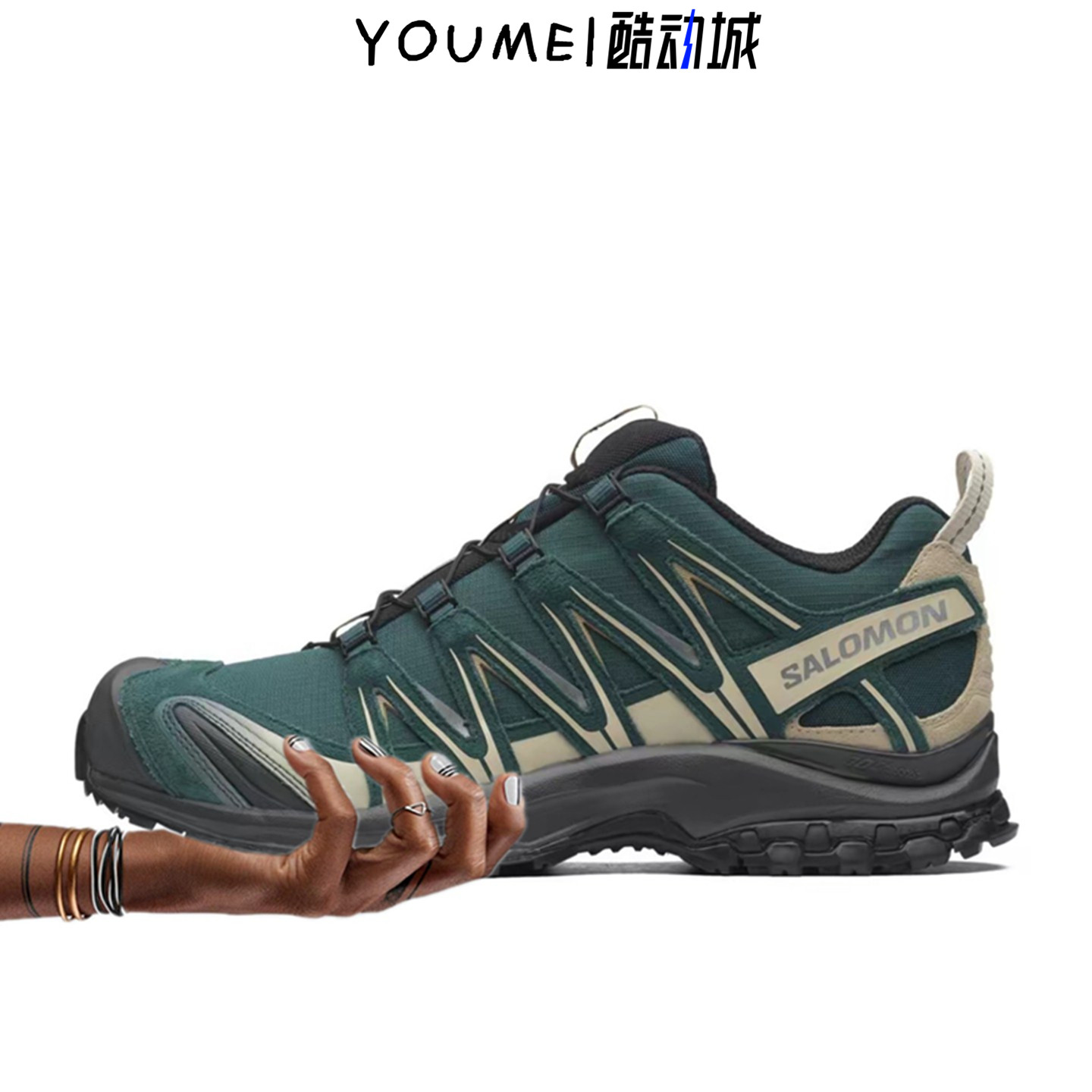 SALOMON萨洛蒙 XA PRO 3D SUEDE低帮跑步鞋 男女同款 绿色491280