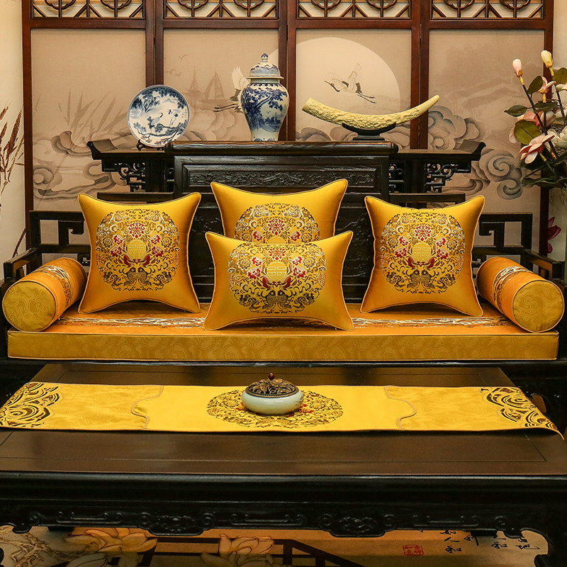 新中式红木沙发坐垫古典官帽太师椅垫定制防滑可拆洗厚海绵靠垫套