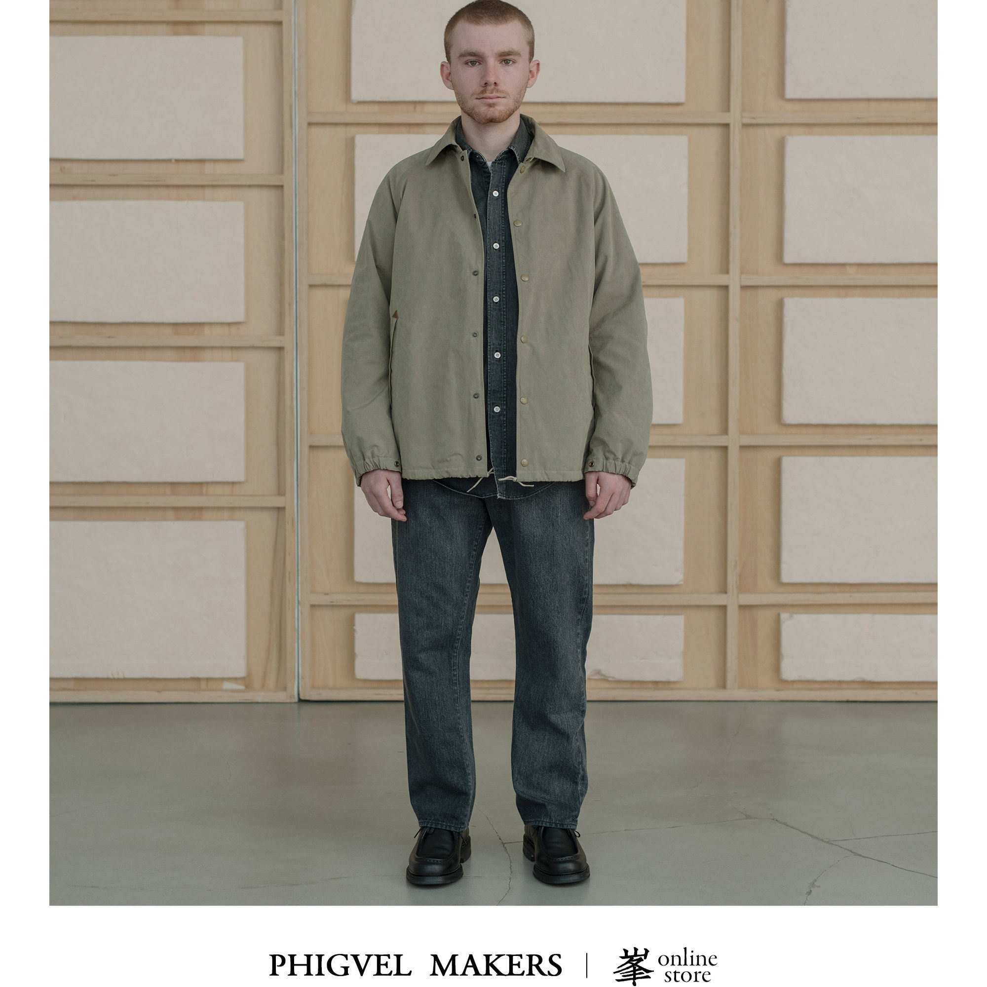 PHIGVEL MAKERS 蜡布教练夹克 OLMETEX 面料 法兰绒内衬 冬季保暖