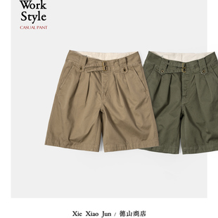 XIEXIAOJUN经典70年代英国廓尔格军裤宽松直筒双褶五分裤 X19-27B