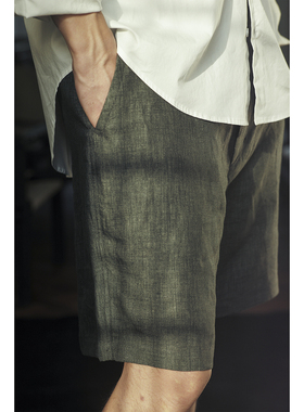 VALLEE 法式全亚麻清爽夏日宽松直筒休闲短裤 两色入 VE086