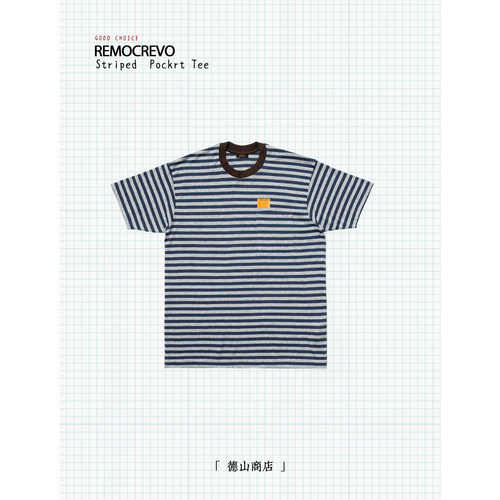 REMOCREVO Striped Pockrt Tee条纹短袖口袋Tee