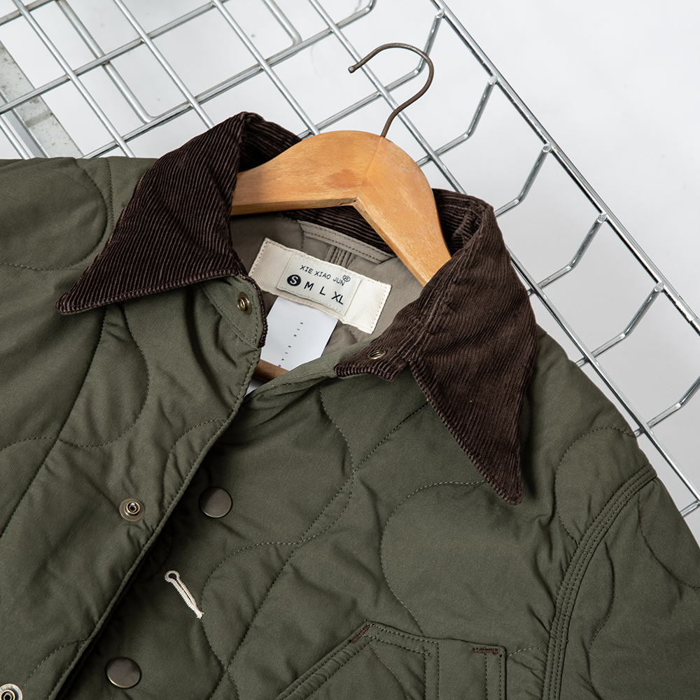 XIEXIAOJUN 30年代尖领圆摆绗缝棉服 复古修身工作夹克男 X19-42C