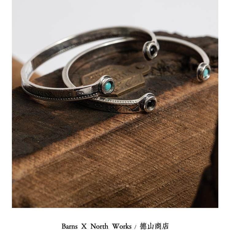 BARNS × NORTH WORKS 古董摩根银币改制 松石双宝石男女手镯