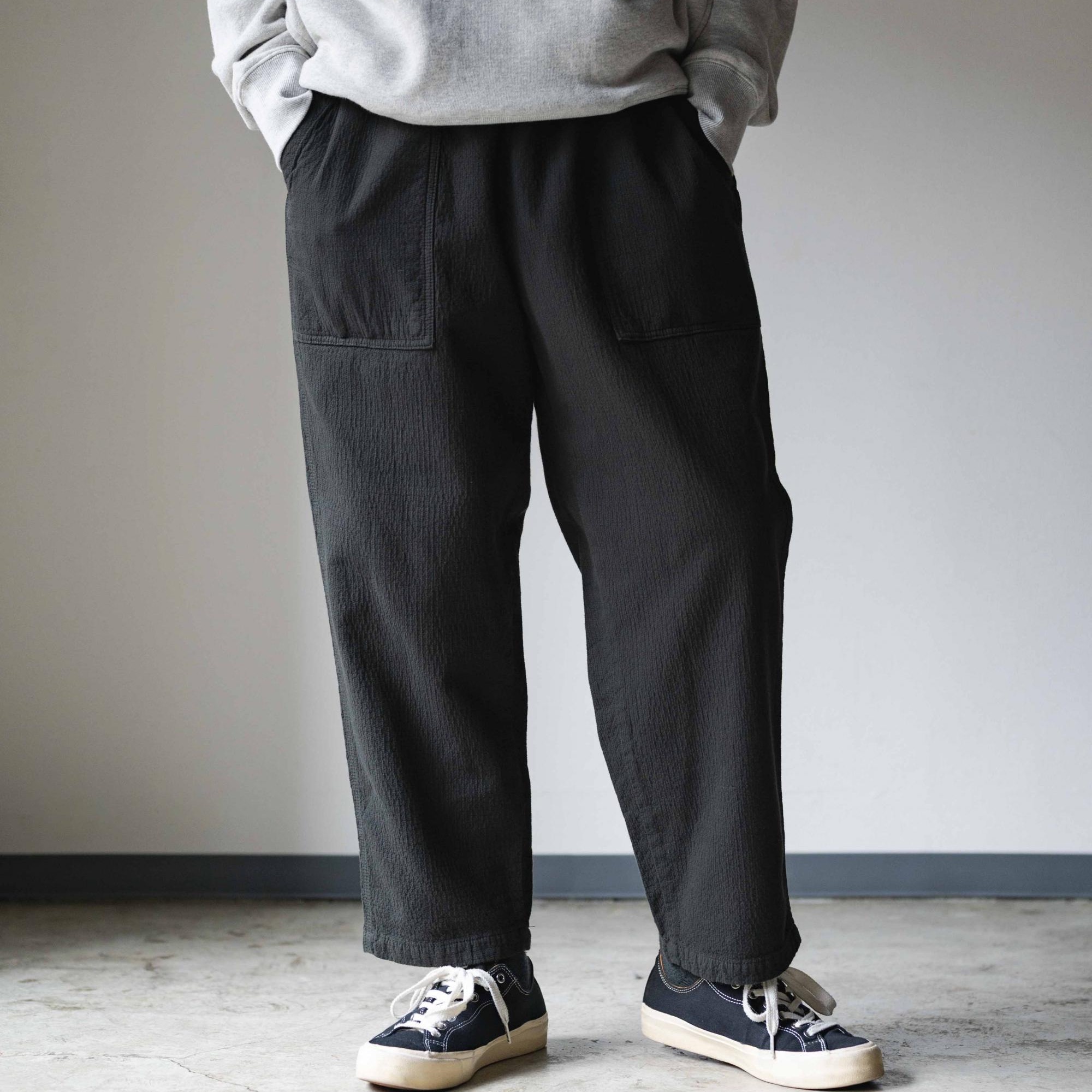 GOHEMP 可持续贝克裤 双层麻棉混纺 刺子绣设计 宽松弹性腰带长裤