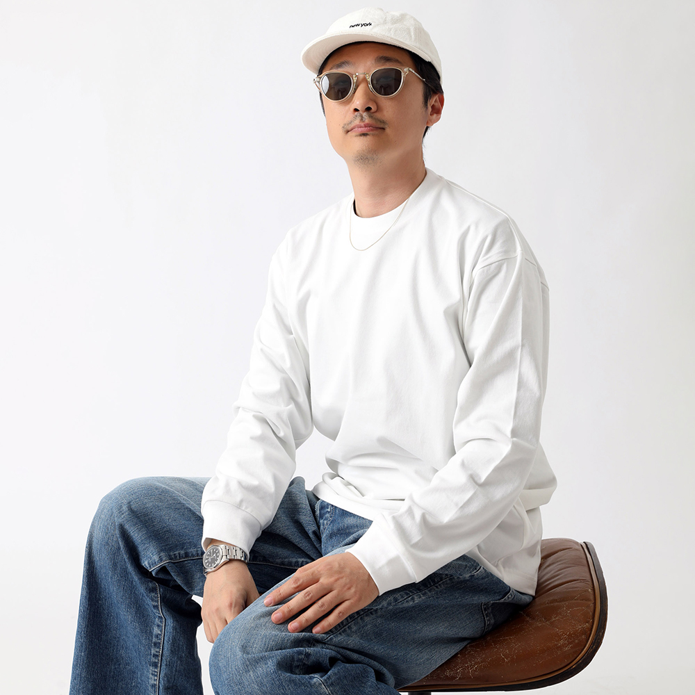 REMOCREVO秋季新款内搭外穿长袖T恤全棉汗布合身版破坏印花TEE