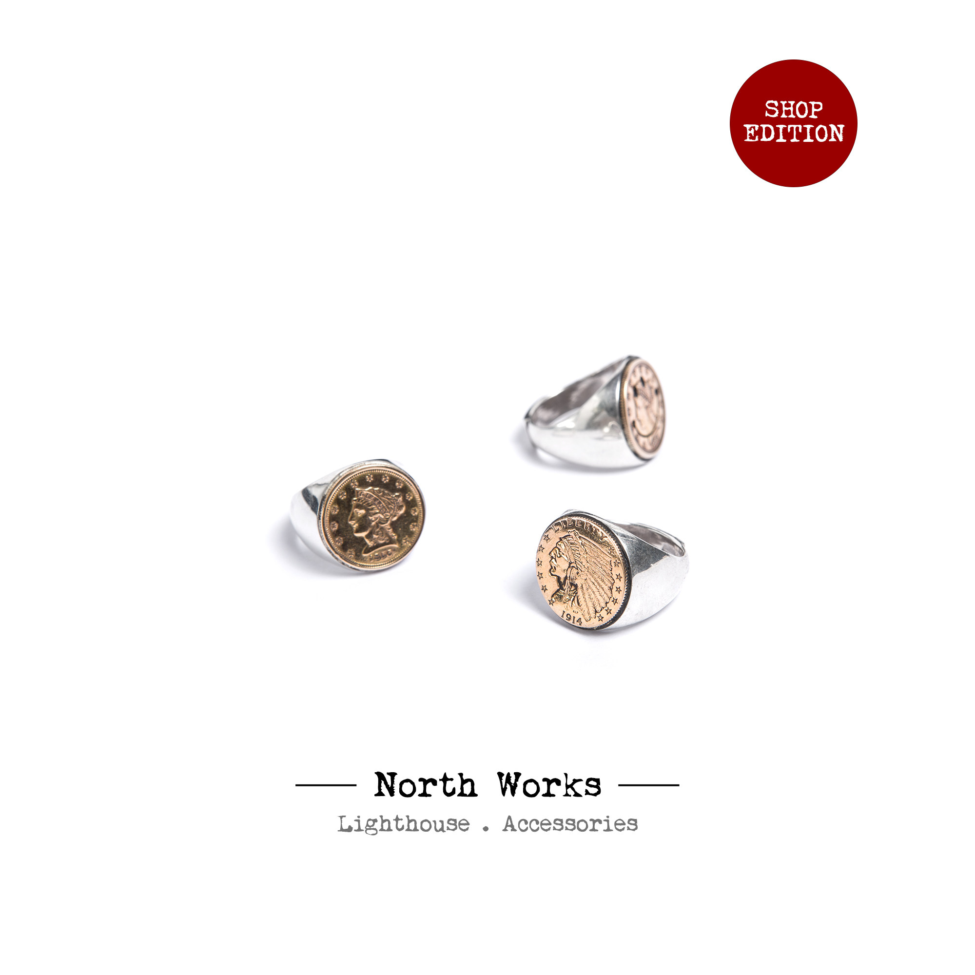 NORTHWORKS 收藏级古董金币 印第安 女王 金币戒指店铺限定CG-022