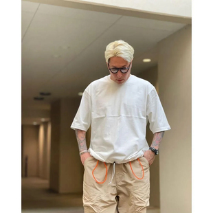 回归本真COMFY经典慢干T恤纯棉重磅短袖男 宽松廓形抽绳设计