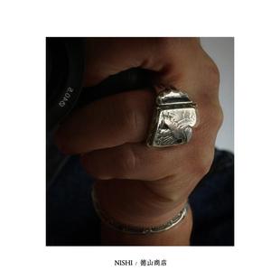 NISHI HALF DOLLAR 古董银币再制 武骨风格纯手工印章戒指男