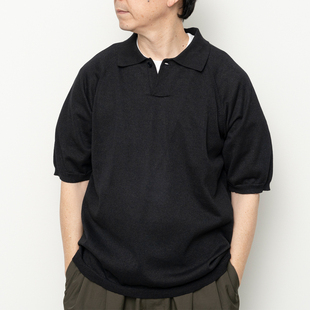 STILL BY HAND 和纸纤维POLO衫日系宽松橄榄球衫廓形混纺透气短袖
