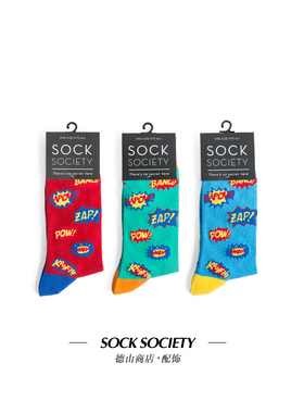 SOCK SOCIETY 澳洲潮流动漫对话框织纹男女春夏长袜 87752超人