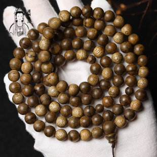 柬埔寨菩萨棋老料浮水沉沉香手串佛珠念珠108颗多圈项链送亲友