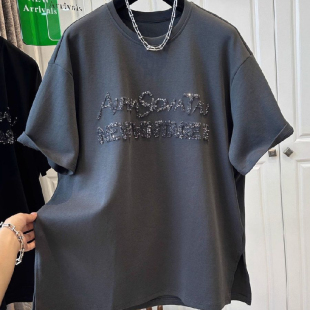 宽松显瘦上衣潮 T恤女夏季 胖妹妹200斤大码 设计感刺绣珠片字母短袖