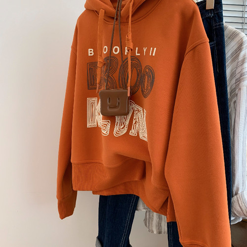 连帽卫衣女美式复古欧货