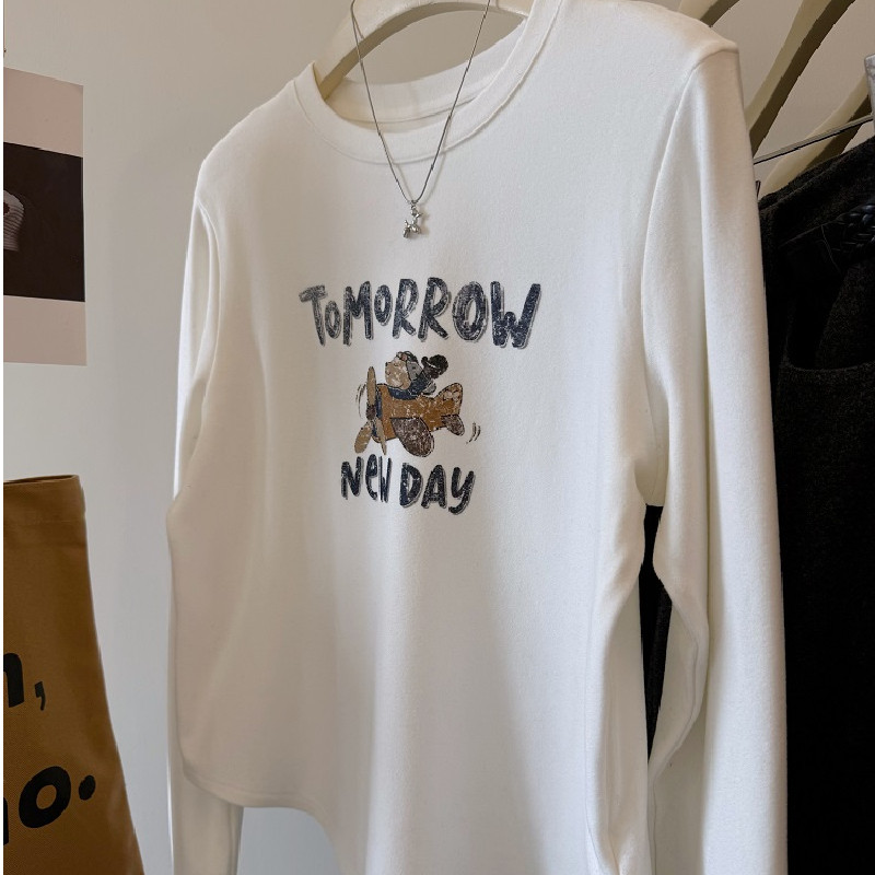 胖妹妹200斤大码软糯磨毛德绒保暖打底衫女秋冬正肩显瘦长袖上衣