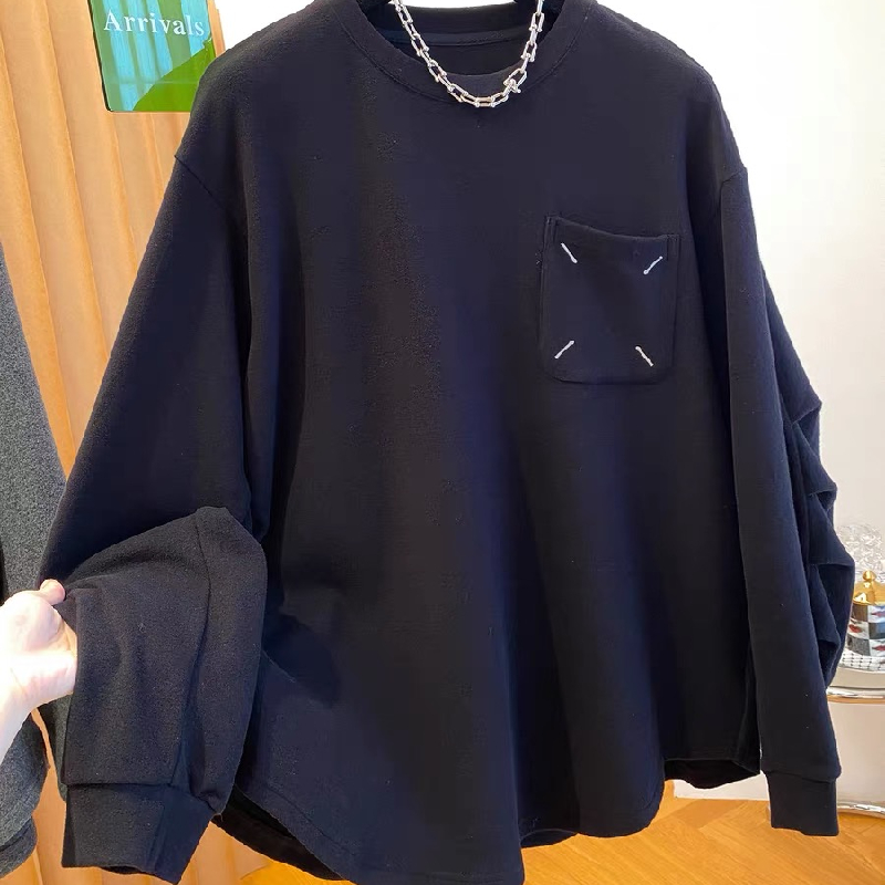 韩国东大门200斤大码设计感别致开叉德绒长袖T恤女秋冬上衣打底衫