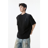 美式高街活页裁剪短袖T恤T512-P40控58棉50%聚酯纤维45%氨纶5%，商品下架区，星座302A