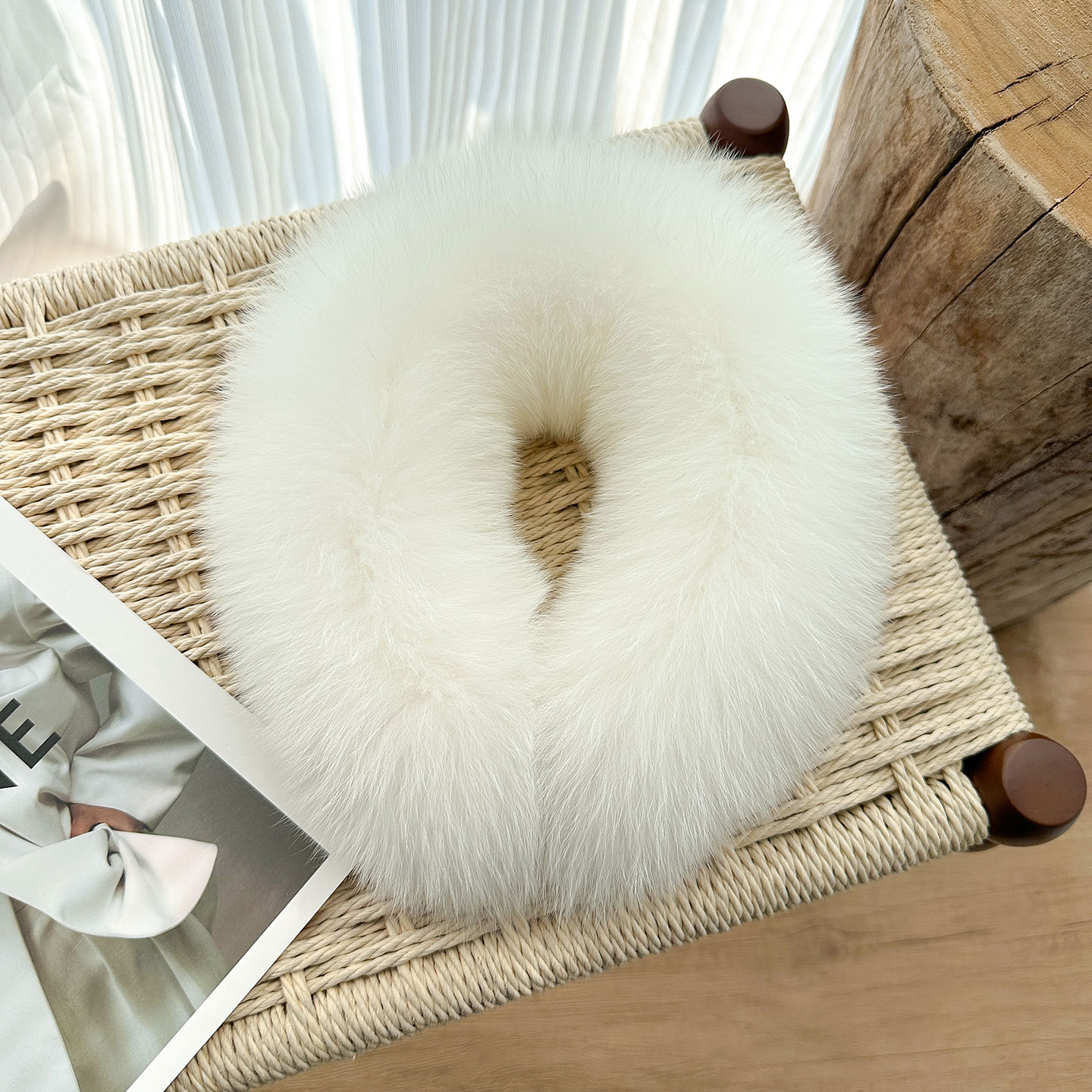 双面狐狸毛围脖女秋冬保暖围巾