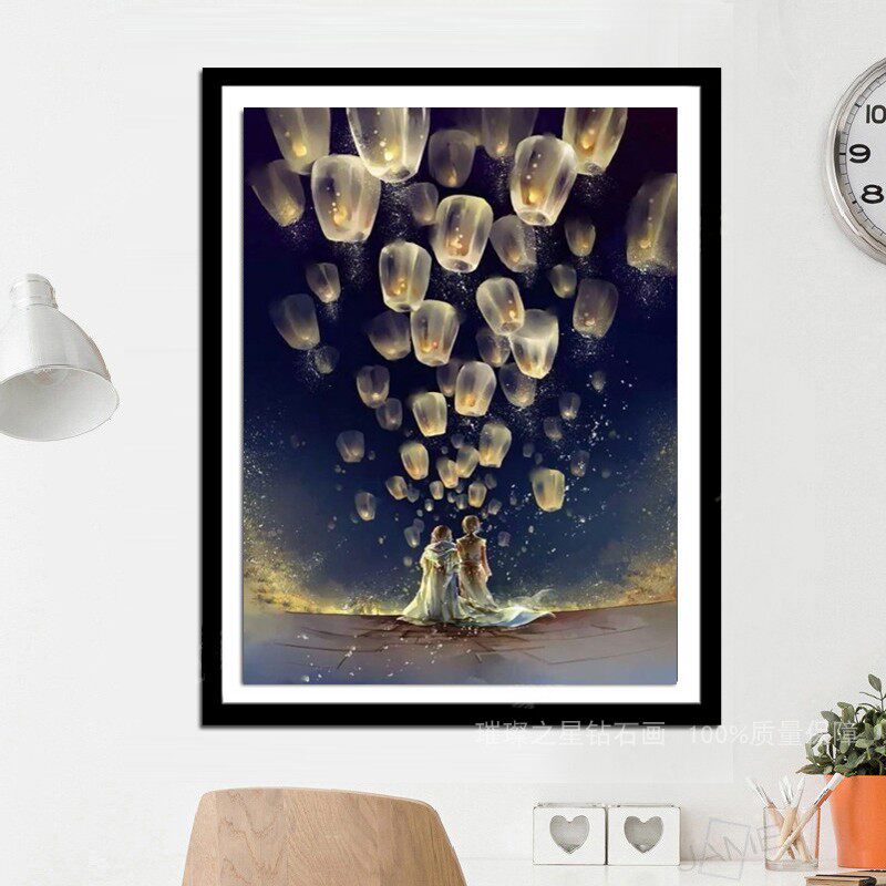 钻石画满钻卡通孔明灯2023新款点贴钻十字绣客厅卧室手工贴钻学生