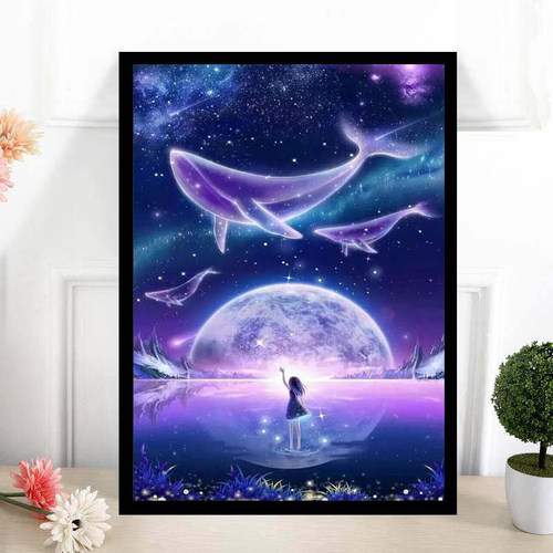 钻石画多个尺寸满钻星空鲸鱼卡通