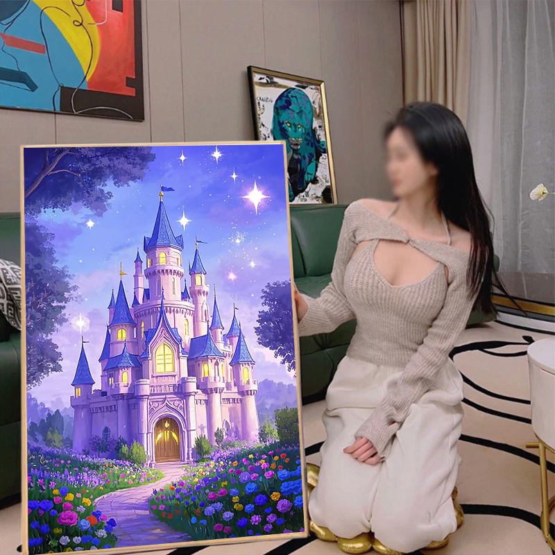 钻石画2025梦幻花园城堡风景画